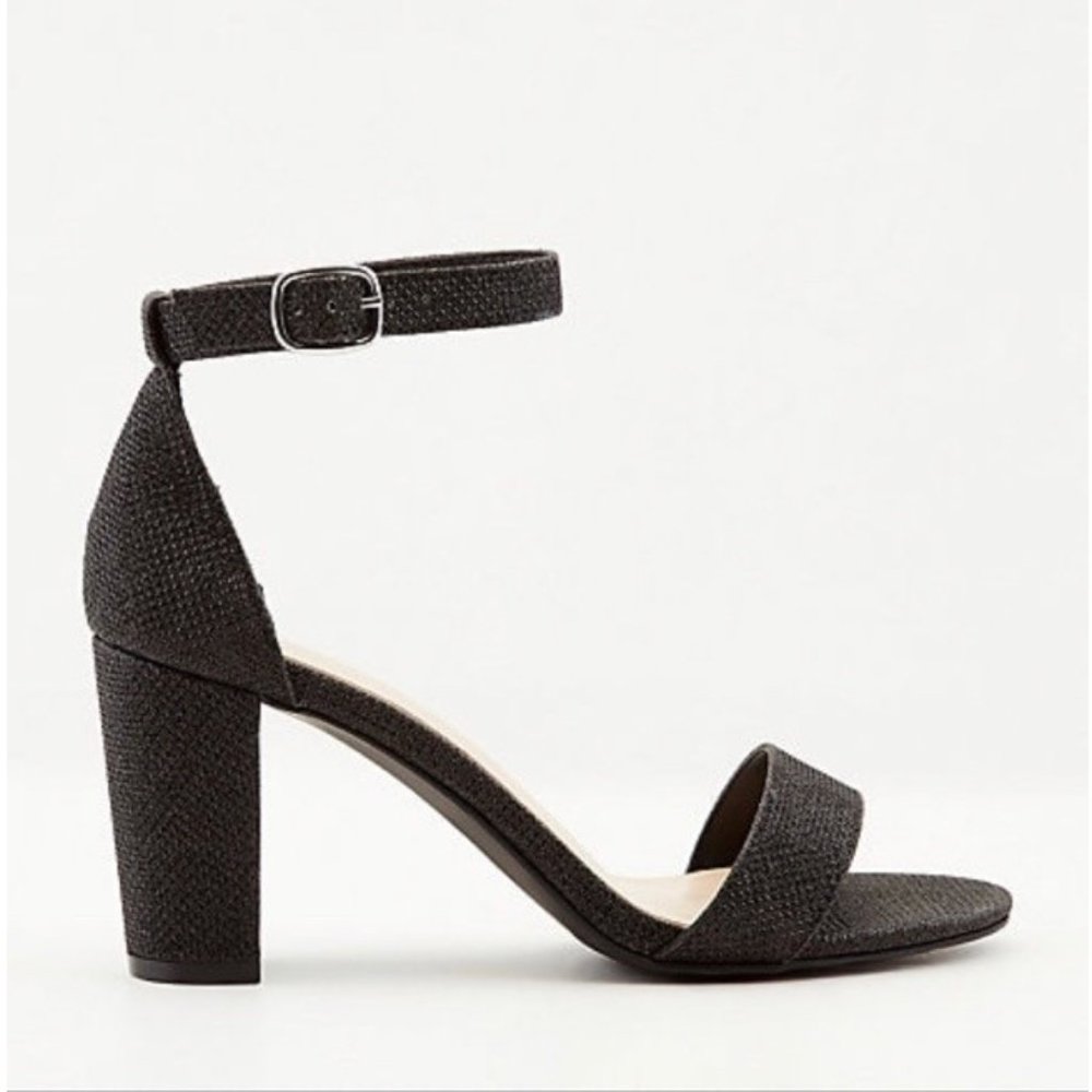 LE CHATEAU GLITTER MESH OPEN TOE BLOCK HEEL SANDAL